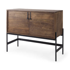 Glenn Dark Brown/Black Wood 2 Door Accent Cabinet - Ornate Home