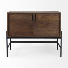 Glenn Dark Brown/Black Wood 2 Door Accent Cabinet - Ornate Home