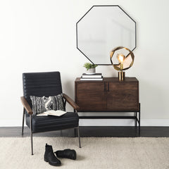 Glenn Dark Brown/Black Wood 2 Door Accent Cabinet - Ornate Home