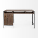 Glenn Dark Brown/Black Wood 3 Drawer Office Desk - Ornate Home