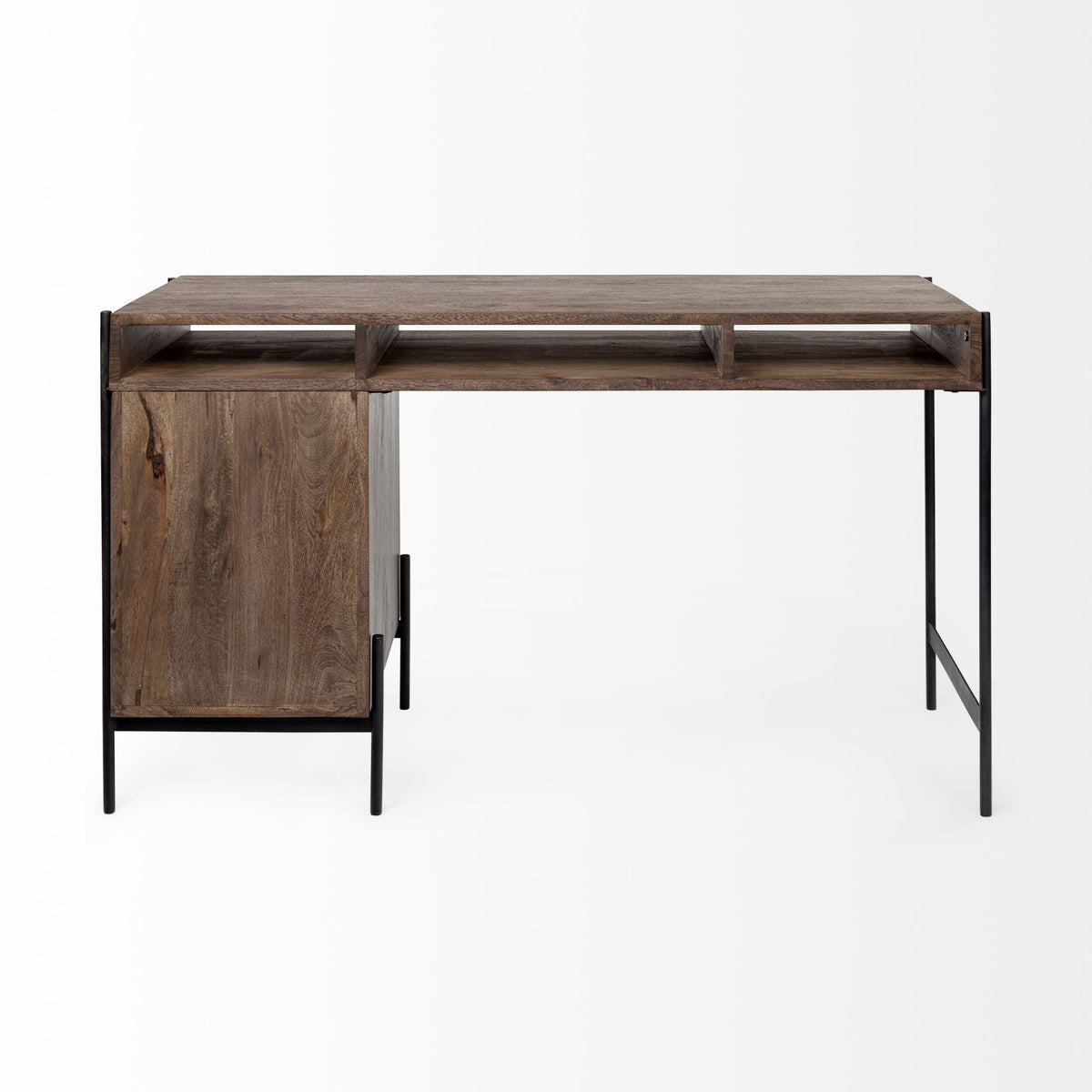 Glenn Dark Brown/Black Wood 3 Drawer Office Desk - Ornate Home