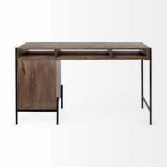 Glenn Dark Brown/Black Wood 3 Drawer Office Desk - Ornate Home