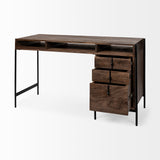 Glenn Dark Brown/Black Wood 3 Drawer Office Desk - Ornate Home