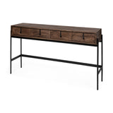 Glenn Dark Brown/Black Wood 4 Drawer Console Table - Ornate Home