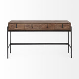 Glenn Dark Brown/Black Wood 4 Drawer Console Table - Ornate Home