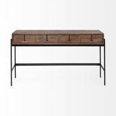 Glenn Dark Brown/Black Wood 4 Drawer Console Table - Ornate Home