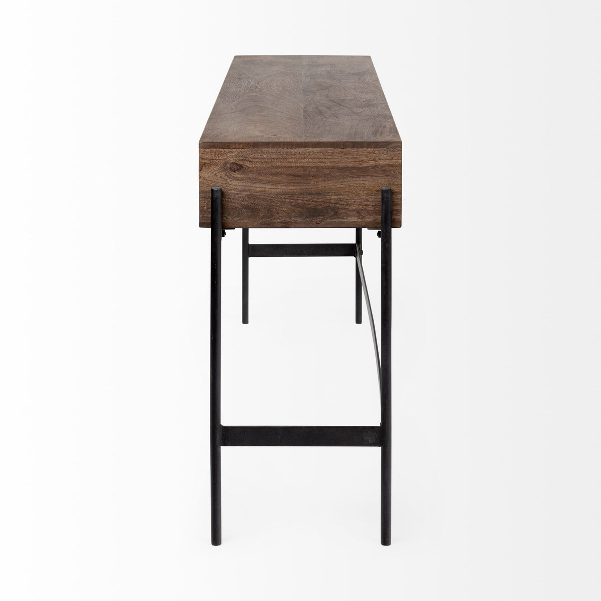 Glenn Dark Brown/Black Wood 4 Drawer Console Table - Ornate Home