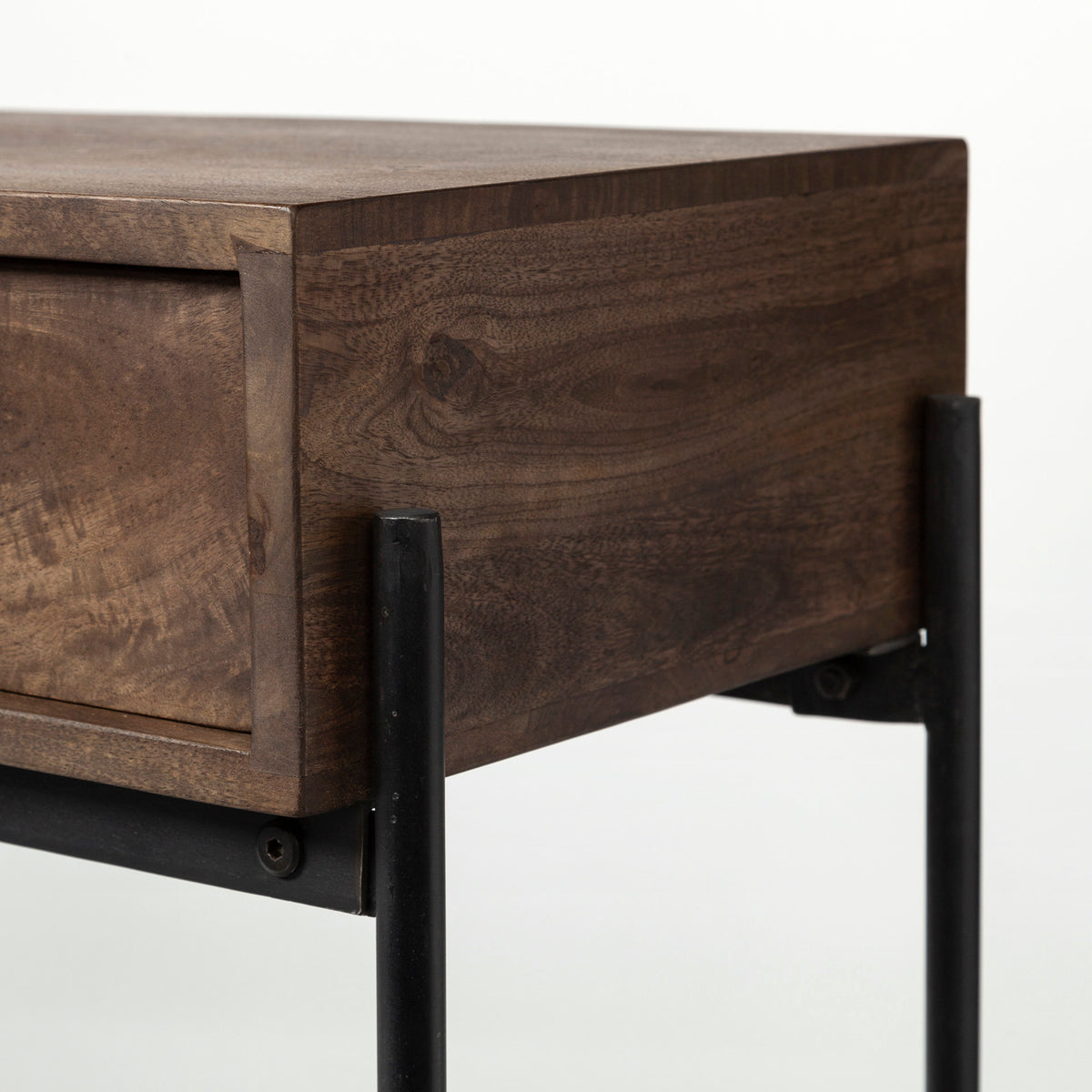 Glenn Dark Brown/Black Wood 4 Drawer Console Table - Ornate Home