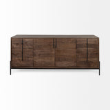 Glenn Dark Brown/Black Wood Frame 6 Drawer, 2 Door Cabinet Sideboard - Ornate Home