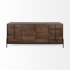 Glenn Dark Brown/Black Wood Frame 6 Drawer, 2 Door Cabinet Sideboard
