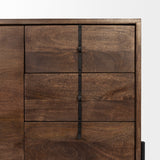 Glenn Dark Brown/Black Wood Frame 6 Drawer, 2 Door Cabinet Sideboard - Ornate Home