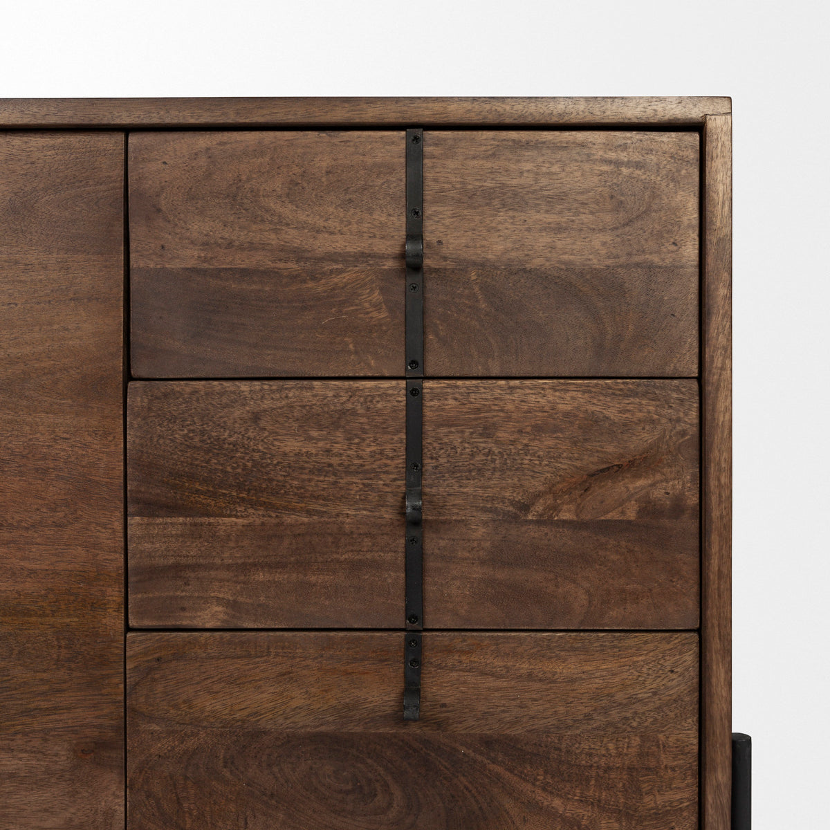 Glenn Dark Brown/Black Wood Frame 6 Drawer, 2 Door Cabinet Sideboard - Ornate Home