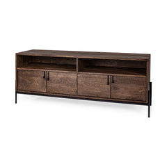 Glenn Dark Brown/Black Wood Media Console with Storage, TV Stand for TV up to 71"