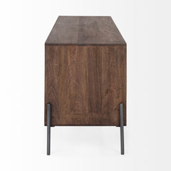 Glenn Dark Brown/Black Wood Media Console with Storage, TV Stand for TV up to 71"