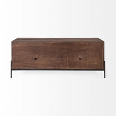 Glenn Dark Brown/Black Wood Media Console with Storage, TV Stand for TV up to 71"