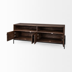 Glenn Dark Brown/Black Wood Media Console with Storage, TV Stand for TV up to 71"