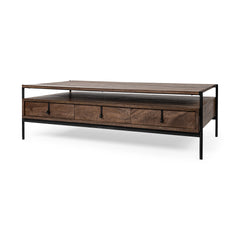 Glenn Dark Brown/Black Wood Rectangle 3 Drawers Coffee Table - Ornate Home