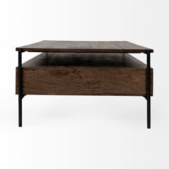 Glenn Dark Brown/Black Wood Rectangle 3 Drawers Coffee Table - Ornate Home