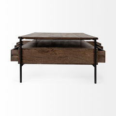 Glenn Dark Brown/Black Wood Rectangle 3 Drawers Coffee Table - Ornate Home
