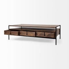 Glenn Dark Brown/Black Wood Rectangle 3 Drawers Coffee Table - Ornate Home