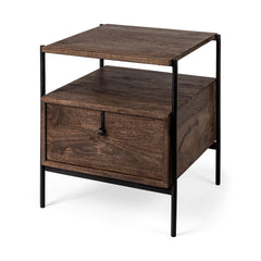 Glenn Dark Brown/Black Wood Square End/Side Table