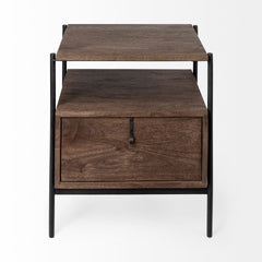 Glenn Dark Brown/Black Wood Square End/Side Table