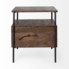 Glenn Dark Brown/Black Wood Square End/Side Table