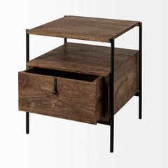 Glenn Dark Brown/Black Wood Square End/Side Table