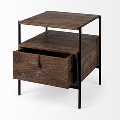 Glenn Dark Brown/Black Wood Square End/Side Table