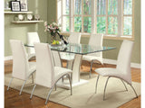 Glenview White/Chrome 7 Pc. Dining Set - Ornate Home