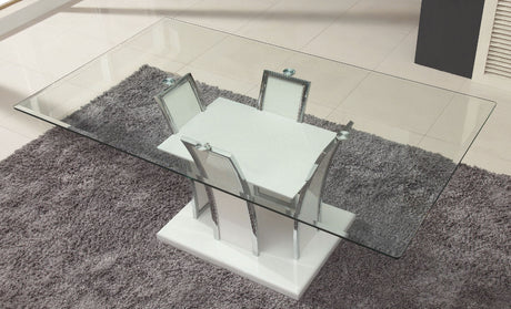 Glenview White/Chrome 7 Pc. Dining Set - Ornate Home