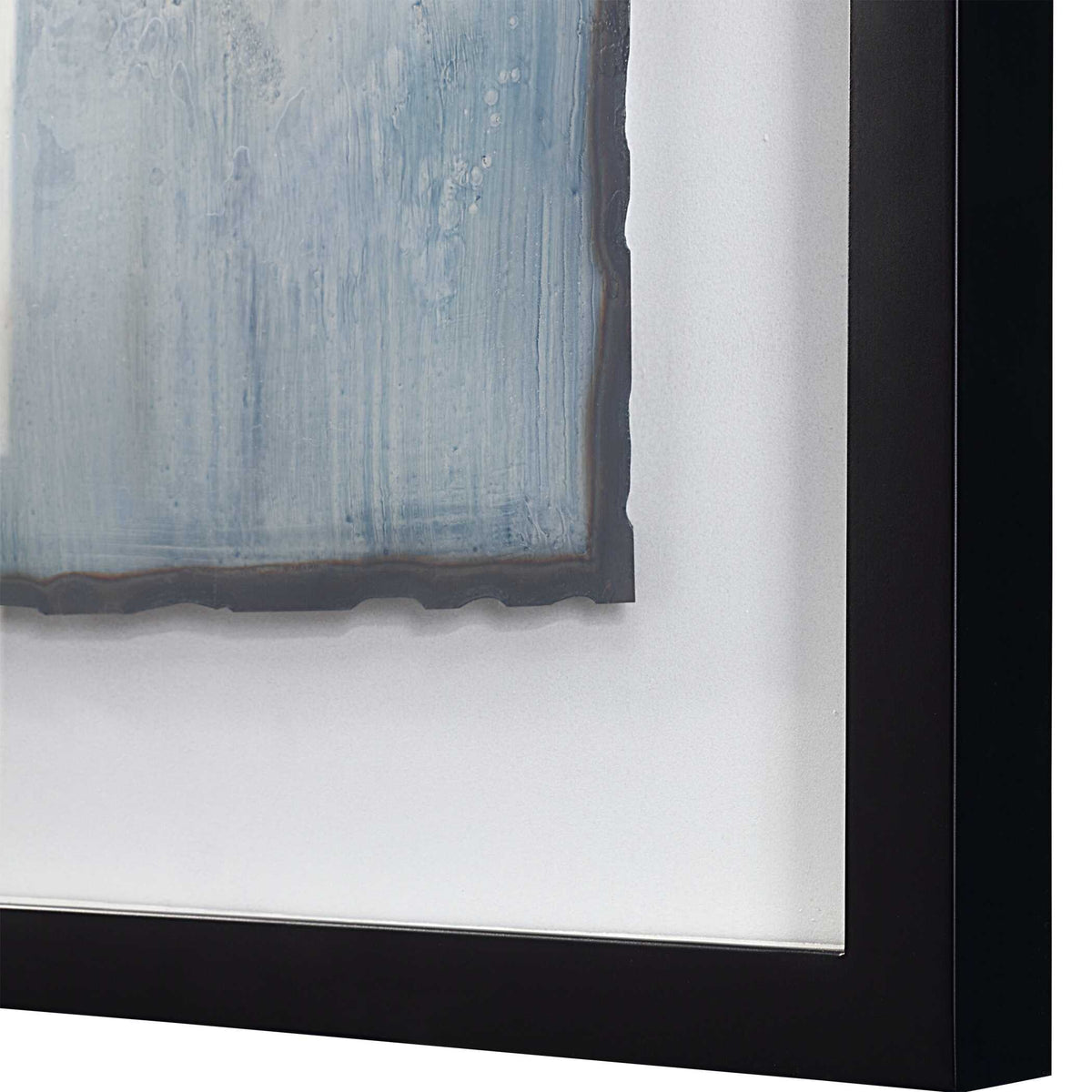 Glimmering Agate Blue/Gold/White Abstract Prints (Set of 2) - Ornate Home