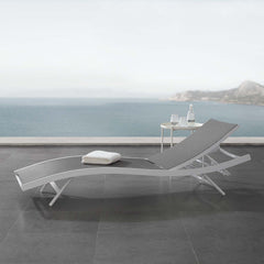 Glimpse White/Gray Outdoor Patio Mesh Chaise Lounge Chair - Ornate Home