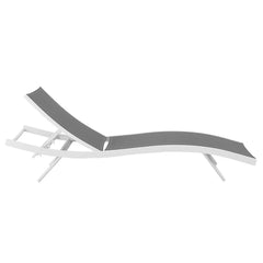 Glimpse White/Gray Outdoor Patio Mesh Chaise Lounge Chair - Ornate Home