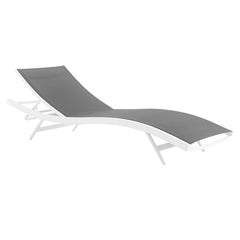 Glimpse White/Gray Outdoor Patio Mesh Chaise Lounge Chair - Ornate Home
