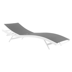 Glimpse White/Gray Outdoor Patio Mesh Chaise Lounge Chair - Ornate Home