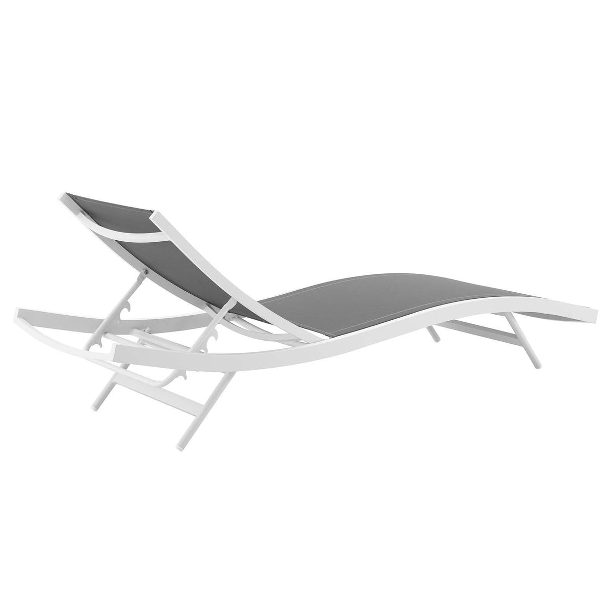 Glimpse White/Gray Outdoor Patio Mesh Chaise Lounge (Set of 4) - Ornate Home