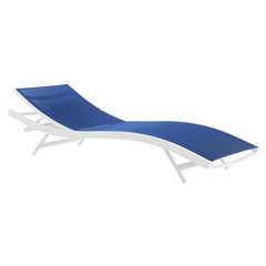Glimpse White/Navy Outdoor Patio Mesh Chaise Lounge Chair - Ornate Home