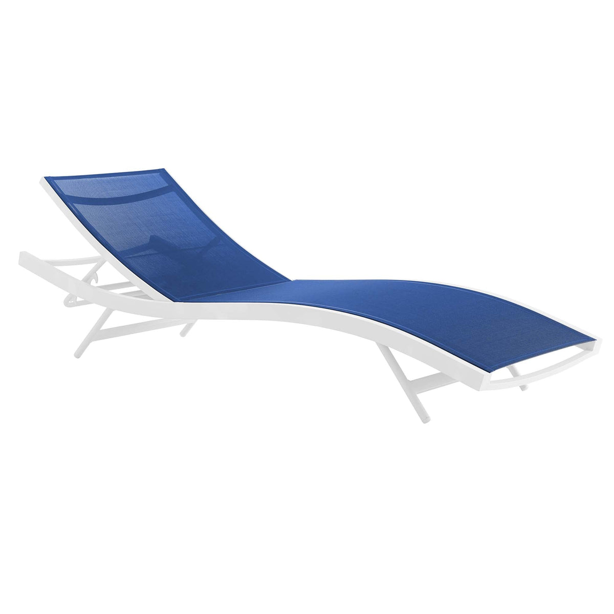 Glimpse White/Navy Outdoor Patio Mesh Chaise Lounge (Set of 2) - Ornate Home