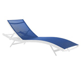 Glimpse White/Navy Outdoor Patio Mesh Chaise Lounge (Set of 2) - Ornate Home
