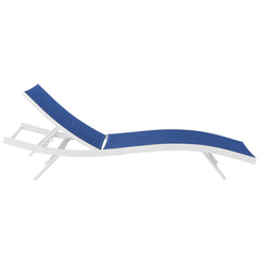 Glimpse White/Navy Outdoor Patio Mesh Chaise Lounge (Set of 2) - Ornate Home