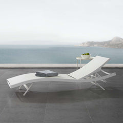 Glimpse White Outdoor Patio Mesh Chaise Lounge Chair - Ornate Home