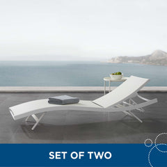 Glimpse White Outdoor Patio Mesh Chaise Lounge (Set of 2) - Ornate Home