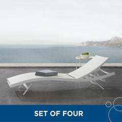 Glimpse White Outdoor Patio Mesh Chaise Lounge (Set of 4) - Ornate Home
