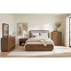 Glinda Brown 5-Piece King Storage Bedroom Set with 2 Nightstands, Dresser & Chest - Ornate Home