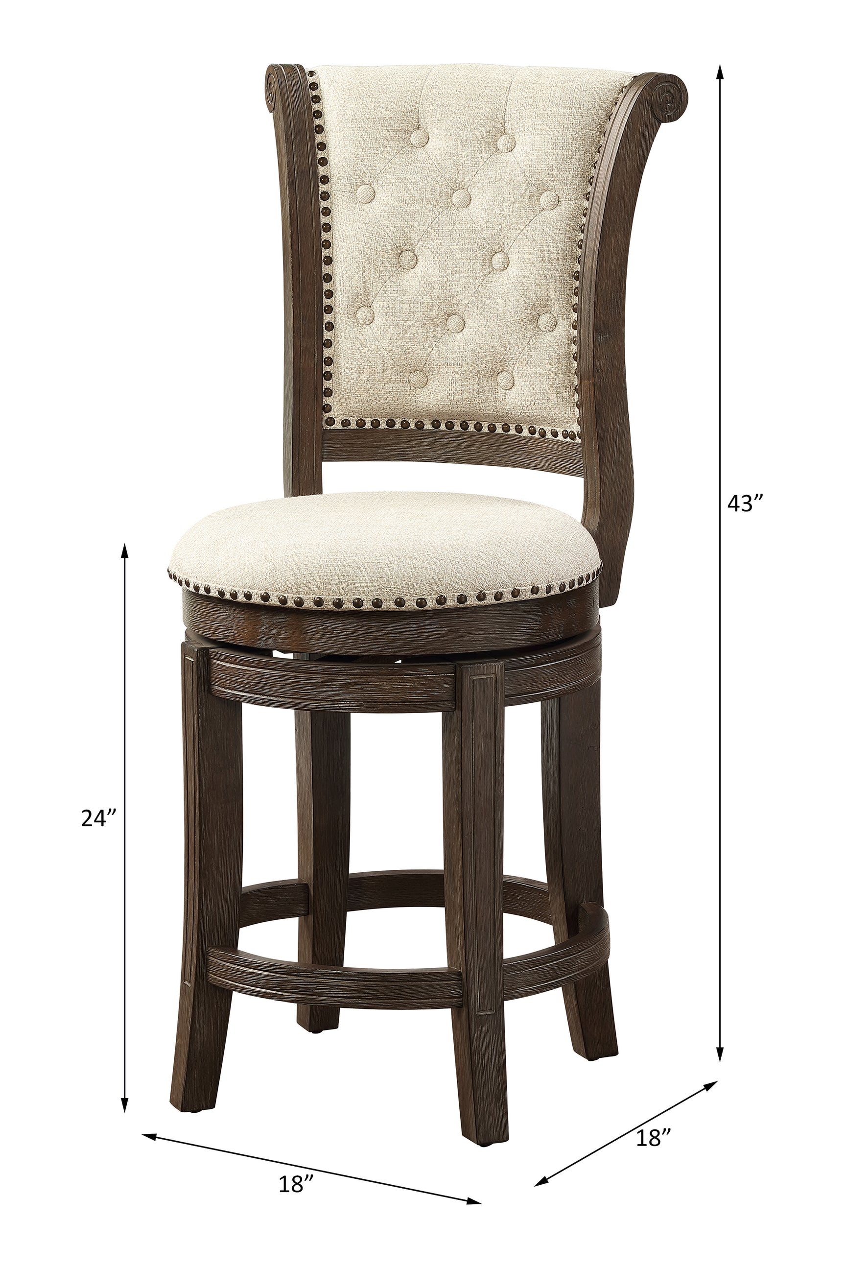 Glison Beige Fabric & Walnut Counter Height Chair (1Pc) - Ornate Home