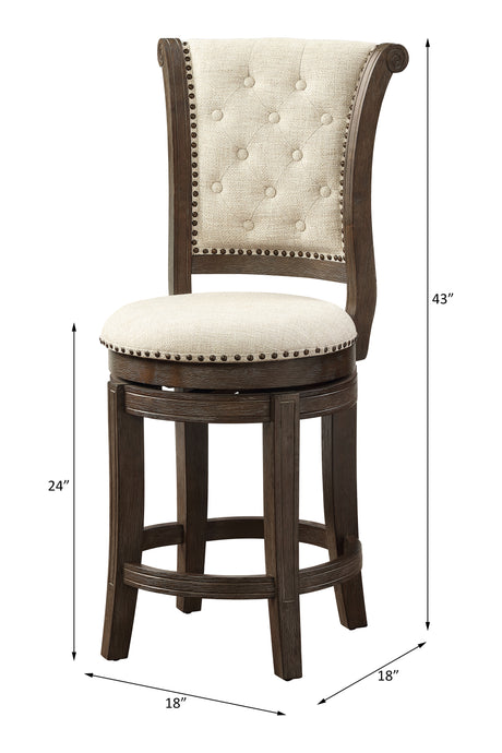 Glison Beige Fabric & Walnut Counter Height Chair (1Pc) - Ornate Home