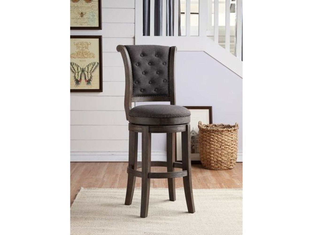 Glison Charcoal/Walnut Counter Height Chair (1Pc) - Ornate Home