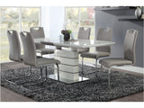 Glissand High Gloss White/Gray-Taupe 7-Piece Dining Table Set - Ornate Home