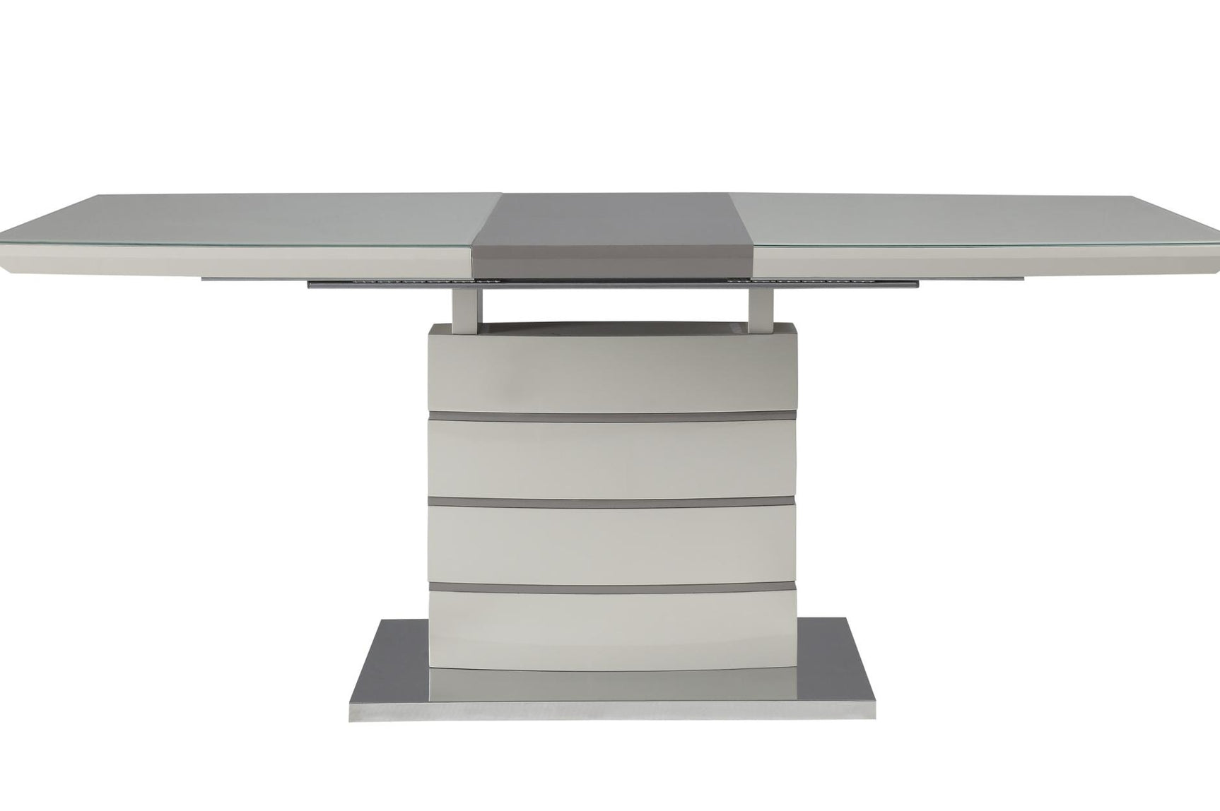 Glissand High Gloss White/Gray-Taupe 7-Piece Dining Table Set - Ornate Home